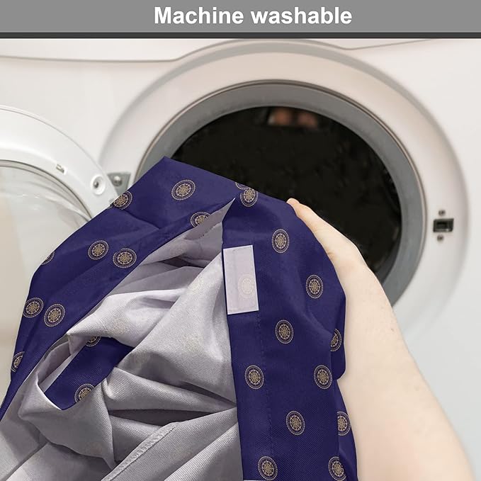 Lunarable Compass Rose Dog Crate Cover, Navigation Themed Vintage Gears Tools in Dark Tones Illustration, Easy to Use Pet Kennel Cover for Cats & Medium Dogs, 24 Inch, Indigo and Dark Mustard