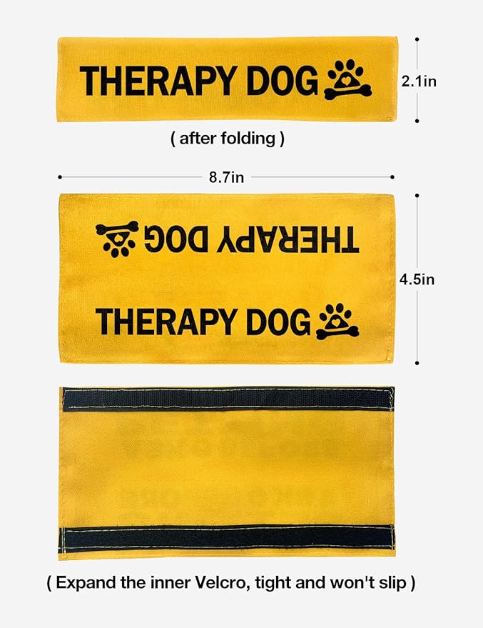 Yellow Therapy Dog Leash Sleeve, Emotional Support Dog Tags Dog Leash Sleeve Wrap Alert Hanging ID Patch Tag Dog Bike Leash Sleeve, Pet Dog Birthday Service Dog Leash Gift for Dog Owners