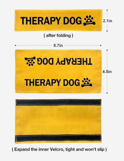 Yellow Therapy Dog Leash Sleeve, Emotional Support Dog Tags Dog Leash Sleeve Wrap Alert Hanging ID Patch Tag Dog Bike Leash Sleeve, Pet Dog Birthday Service Dog Leash Gift for Dog Owners