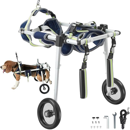 VEVOR 2 Wheels Dog Wheelchair for Back Legs, Pet Wheelchair Lightweight & Adjustable Assisting in Healing, Dog Cart/Wheelchair for Injured, Disabled, Paralysis, Hind Limb Weak Pet (X-Small)