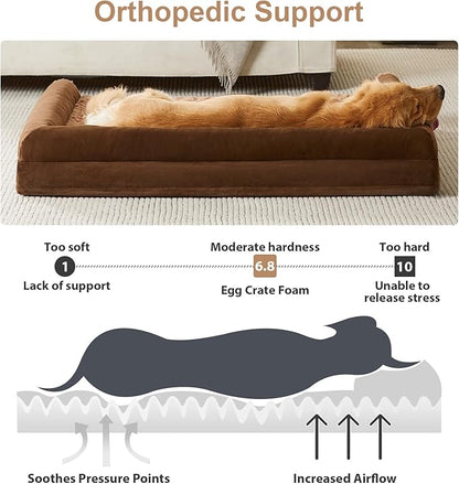 BFPETHOME Dog Beds for Large Dogs, Orthopedic Dog Bed for Medium Large Dogs,Big Waterproof Couch Dog Pet Bed with Removable Washable Cover