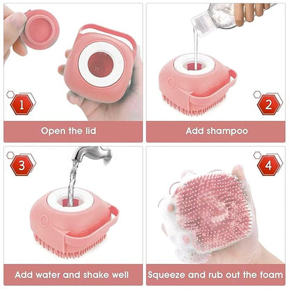 Pet Bath Massage Brush for Dogs and Cats (Pink)