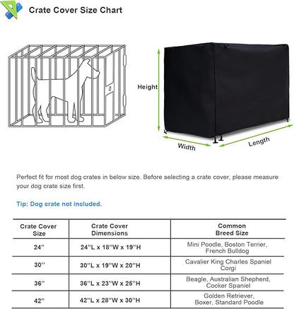 Dog Crate Cover 30in Waterproof Pet Kennel Cover for Outdoor/Indoor Protection, Durable Windproof Crate Cover Universal Fit for Wire Dog Crate (30''L*19''W*20''H-Black)