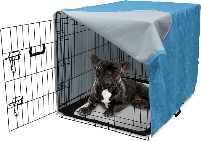 Lunarable Yellow and Blue Dog Crate Cover, Stars in The Sky Themed Vibrant Colored Celestial Pattern, Easy to Use Pet Kennel Cover for Cats & Medium Dogs, 24 Inch, Blue Yellow