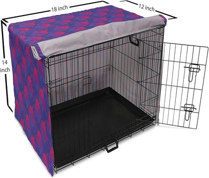 Lunarable Myth Dog Crate Cover, Pattern with Unicorn Silhouettes in Ombre, Easy to Use Pet Kennel Cover for Small Dogs Puppies Kittens, 18 Inch, Indigo Magenta