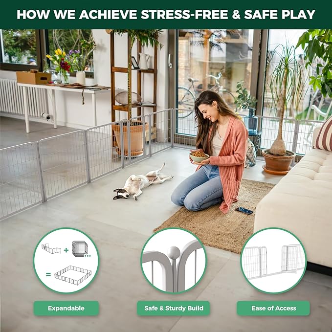 FXW Homeplus Dog Playpen for Indoor Use - Stress-Free and Safe Play, Heavy Duty 24 Inch 4 Panels Dog Pen for Puppies and Small Dogs, White│Patented