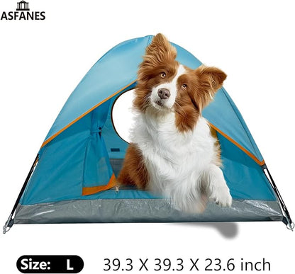 Outdoor Waterproof Pet Camping Tent, Cave Bed for Indoor Cats and Small Dogs, Portable Cat House Dog House, 39.3x39.3x23.6'', Blue, L.