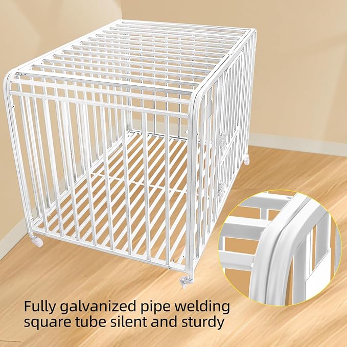Dog Crate Cage XL Kennel Indoor Heavy Duty Pet Escape Proof Crate for Medium and Large Dogs Removable Crate (White)