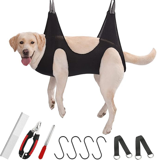 Guzekier Pet Dog Grooming Hammock Harness for Large Dogs, Dog Sling for Grooming, Dog Hammock Restraint Bag with Nail Clippers/Trimmer, Nail File, Pet Comb,Ear/Eye Care
