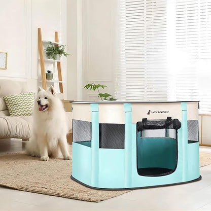 Foldable Pet Playpen,Cat Puppy Playpen,Portable Dog Cage Soft Portable Exercise Kennel Tent,Puppy Kitten Pen Indoors/Outdoors Pet Tent Fence (Large(36"*28"*23"), Green)