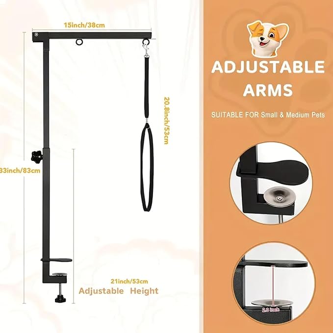 Dog Grooming Arm with Hammock & Loop – Professional Pet Grooming Kit for Small Dogs & Cats – Includes Nail Clippers & Nail File – Essential Dog Grooming Supplies for Home Use