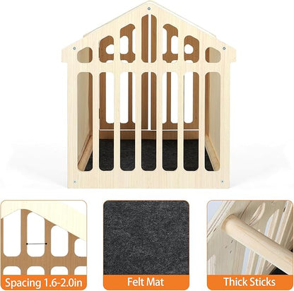 Dog House Indoor for Small Dogs & Medium Dogs 30”Lx21”Wx24”H, Wooden Board & Oxford Fabric & Felt Mat, Lockable Door, Easy Assembly, Wooden Color