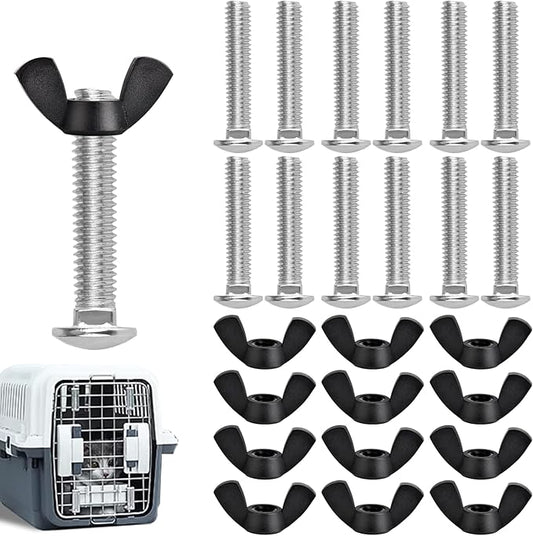 M6 Pet Carrier Fasteners Kennel Replacement Bolts for Plastic Cat Crate and Dog Crate Dog Kennel Accessories Cat Cage Carrier Parts(12 Set)