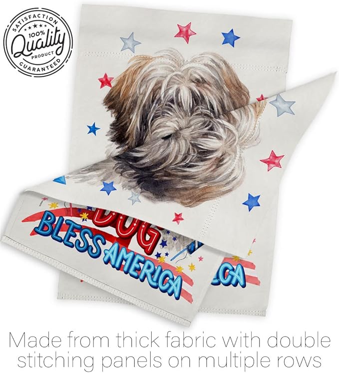 Breeze Decor Patriotic Tibetan Terrier Garden House Flag-Kit Dog Puppy Spoiled Paw Canine Fur Pet Nature Farm Animal Creature Decoration Banner Small Yard Gift Double-Sided, Made in USA