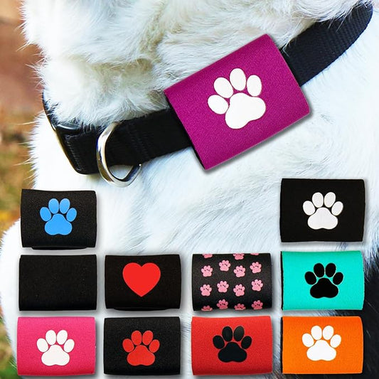 Dapper Dog Pet Tag Silencer and AirTag Holder (Purple with White Paw)