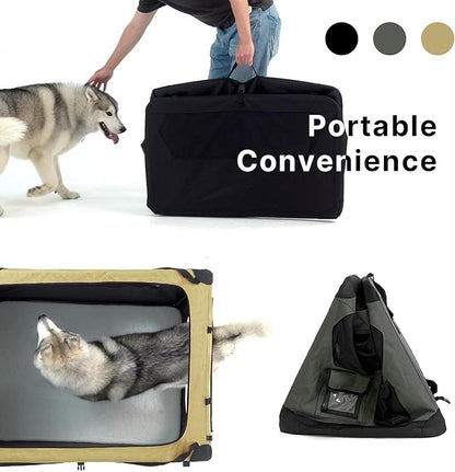 Soft Collapsible Dog Crate for Large Dogs - 36 Inch Foldable Soft Dog Kennel with Durable Mesh Windows, Indoor & Outdoor Portable Travel Dog Crate, Black, 36x24x24 Inches