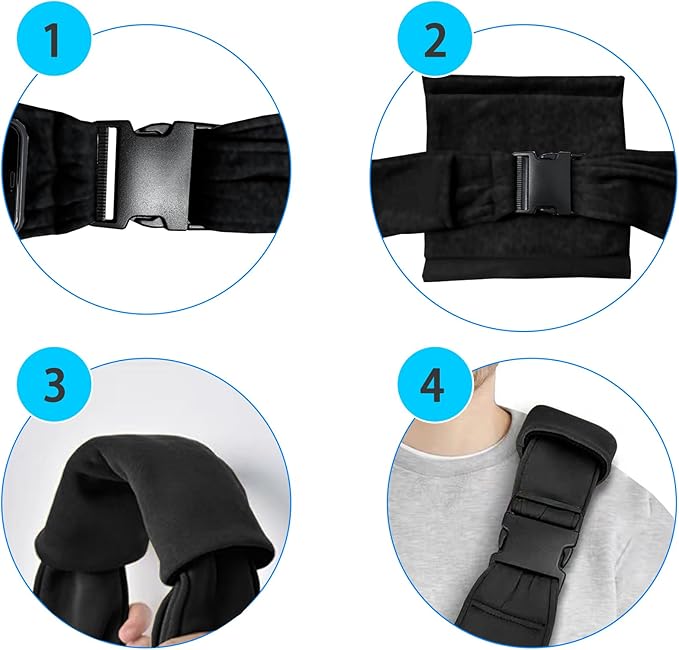 Kanemc Small Dog Sling Carrier Include Bottom Support, Puppies Cat Wrap Carrier Sling Adjustable Strap Zip Pocket, Hands Free Pets Pack for Outdoor Travel Vet (Black)