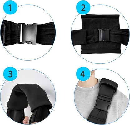 Kanemc Small Dog Sling Carrier Include Bottom Support, Puppies Cat Wrap Carrier Sling Adjustable Strap Zip Pocket, Hands Free Pets Pack for Outdoor Travel Vet (Black)