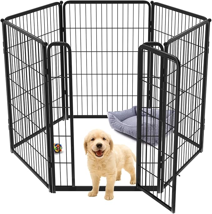 FXW Homeplus Dog Playpen for Indoor Use - Stress-Free and Safe Play, Heavy Duty 40 Inch 6 Panels Dog Pen for Medium and Large Dogs, Black│Patented