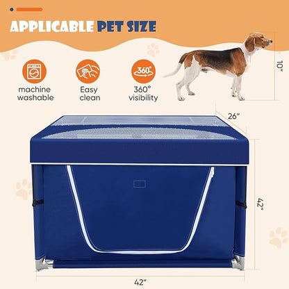 Puppy PlayPen 42 × 42 Inch, Dog PlayPen with Gate for Puppies, Small and Medium Dogs, Pet PlayPen with Roof for Outdoors & Indoors, Safe and Sturdy Dog Fence