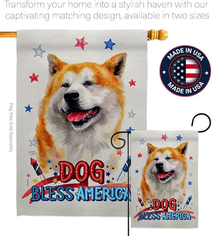 Breeze Decor Patriotic Akita Garden House Flag Kit Dog Puppy Spoiled Paw Canine Fur Pet Nature Farm Animal Creature Decoration Banner Small Yard Gift Double-Sided, Made in USA