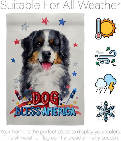 Breeze Decor Patriotic Bernese Mountain Garden House Flag-Kit Dog Puppy Spoiled Paw Canine Fur Pet Nature Farm Animal Creature Decoration Banner Small Yard Gift Double-Sided, Made in USA