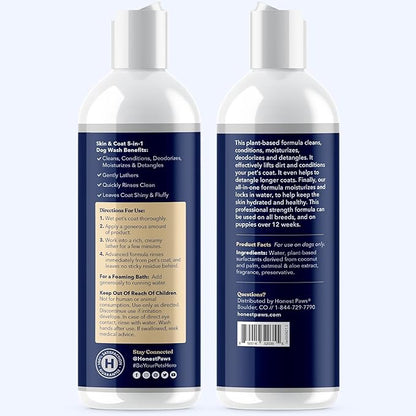 Honest Paws Dog Shampoo and Jerky Treats - Premium Dog Wash and Training Treats - Cleanse, Detangle, Condition, Moisturizing, and Deodorize - Human Grade Treats