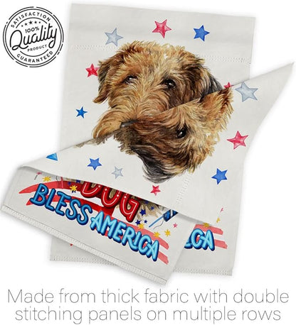 Breeze Decor Patriotic Welsh Terrier House Flag Pack Dog Puppy Spoiled Paw Canine Fur Pet Nature Farm Animal Creature Vintage Applique Banner Small Garden Yard Gift Double-Sided, Made in USA