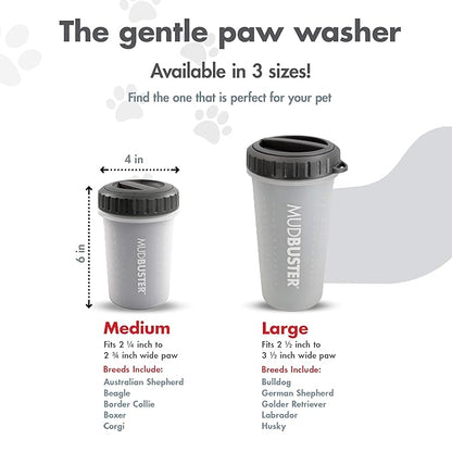 Dexas Lidded MudBuster Portable Dog Paw Cleaner, Light Gray, Medium with Lid