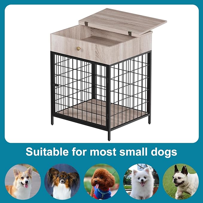 Dog Crate Furniture, Dog Crate Table, Decorative Dog Kennel with Drawer, Indoor Pet Crate End Table for Small Dog
