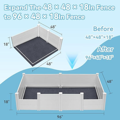 Extension of Whelping Box for Dogs, Only Used to Expand The 48 × 48 × 18In Fence to 96 × 48 × 18In Fence, Dog Whelping Pen Including Only Blankets and Pigsty, No Other Accessories Included