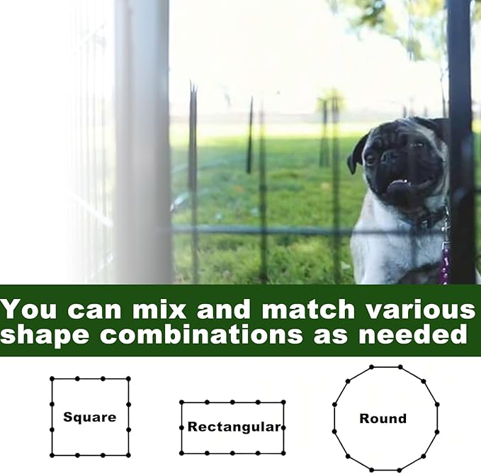 Dog Playpen,40 in(H) Pet Fence Outdoor for Rv Camping,Garden Fence Animal Barrie for Yard,Total 8 Panels with Gate 18.6Ft(L) Black Metal Temporary Fencing