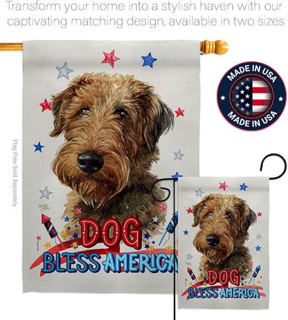 Breeze Decor Patriotic Welsh Terrier Garden House Flag-Set Dog Puppy Spoiled Paw Canine Fur Pet Nature Farm Animal Creature Decoration Banner Small Yard Gift Double-Sided, Made in USA
