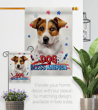 Breeze Decor Patriotic Russell Terrier Garden House Flag-Kit Dog Puppy Spoiled Paw Canine Fur Pet Nature Farm Animal Creature Decoration Banner Small Yard Gift Double-Sided, Made in USA