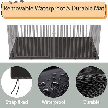 Steel Tube Heavy Large Dog Crate with Mat Base, 55" L x 32" H Dog Crates for Medium Large Dogs, Big Dog Cage, Dog Kennel, Puppy Dog Playpen with Top, Pet Cage, Indoor, Black2