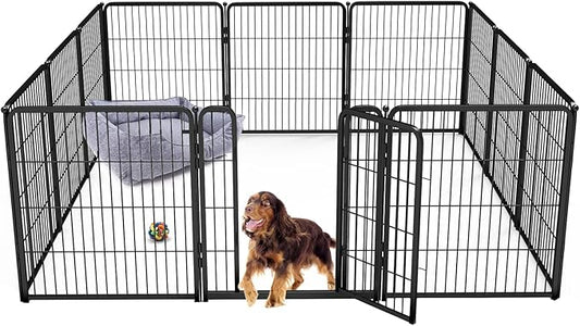 FXW Homeplus Dog Playpen for Indoor Use - Stress-Free and Safe Play, Heavy Duty 32 Inch 12 Panels Dog Pen for Small and Medium Dogs, Black│Patented