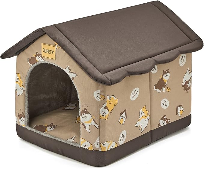 Jiupety Dog House Indoor, 2XL Size Indoor Dog House for Large Dog, Warm Cave Sleeping Nest Bed for Cats and Dogs, Brown