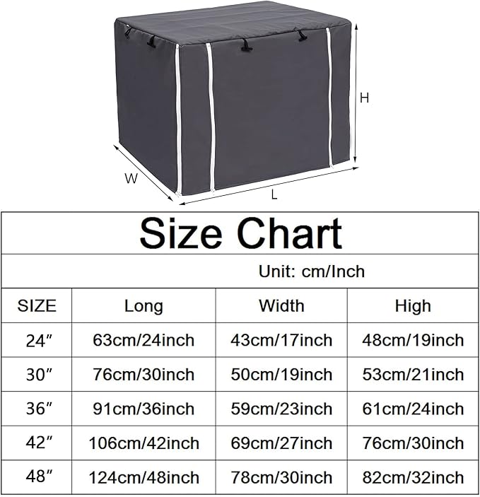 Geyecete Dog Crate Cover - Dog cage Covers Universal Fit for 24-48Inch Wire Dog cage, Lightweight Polyester Fabric, Breathable Double Door Dog Cage Cover-Gray-36 Inch