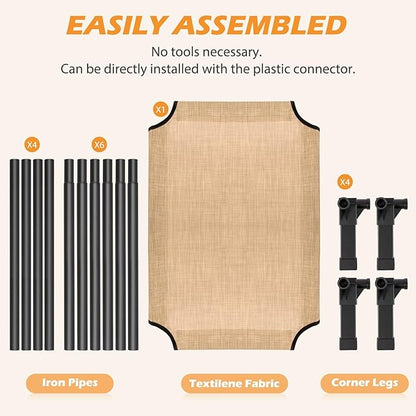 Cooling Elevated Dog Bed, Raised Dog Bed with Washable Breathable Mesh and Metal Frame, Portable Dog Cot Bed with No-Slip Feet for Outdoor and Indoor Use
