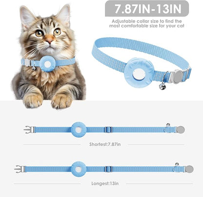 Cat Tracker, Pet Tracker for Cats, Cat GPS Tracker Collar with Safety Elastic Buckle, GPS Tracker Compatible with Apple Find My App (Only iOS), No Monthly Fee, Waterproof, Blue