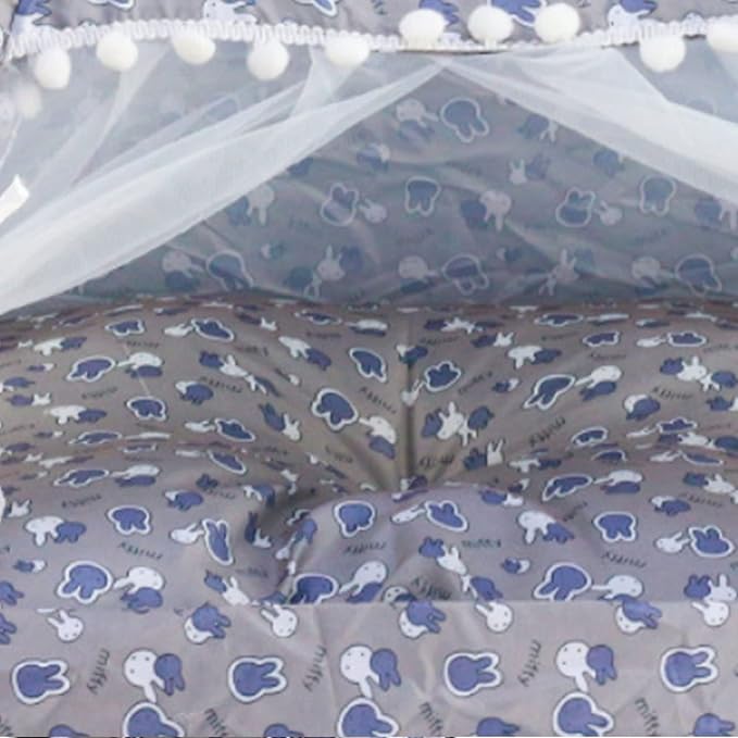 VINGVO Cute Dog Tent House, Indoor Pet Tent Washable Prevent Deformation Waterproof Bottom Detachable with Mesh Door Window for All Seasons (Gray)