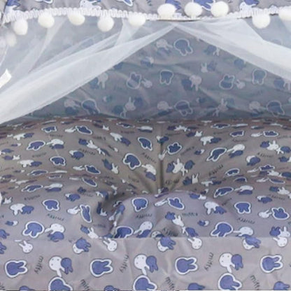 VINGVO Cute Dog Tent House, Indoor Pet Tent Washable Prevent Deformation Waterproof Bottom Detachable with Mesh Door Window for All Seasons (Gray)