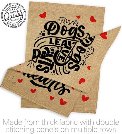 Breeze Decor Leave Pawprints House Flag Pack Dog Puppy Spoiled Paw Canine Fur Pet Nature Farm Animal Creature Vintage Applique Banner Small Garden Yard Gift Double-Sided, Made in USA