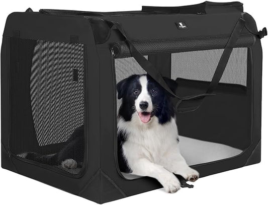 X-ZONE PET Dog Crate 3-Door Kennel, Collapsible Portable Soft Sided Pet Carriers for Indoor & Outdoor, Multiple (36-Inch, Carbon Black)