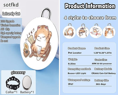 Cat Tracker-Airtag Cat Collar-Pet Tracker-GPS Tracker for Cats | Android and iOS Universal | No Monthly Fee | No Charging Required | Waterproof | Works with Any Collar