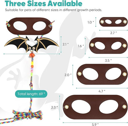 LIKZINWA Small Animal Sling Carrier,Small Animal Bag for Bearded Dragons Lizards and Reptile with Adjustable Strap (Red+Dinosaur Wing)