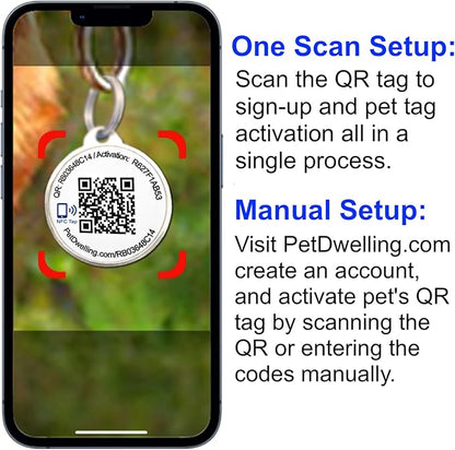 Premium NFC & QR Code Smart Dog ID Tag - Easy Scanning, Instant Profile Access, Real-Time Location Alerts(Pink Tiara)