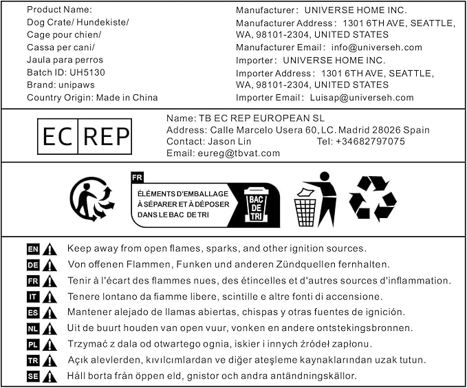 unipaws Dog Crate Furniture, Wooden Dog Kennel for Medium Breed, Indoor Decorative Wood Dog Cage, Inside Side End Table Crate with Removable Tray and Dog Bed, Dog Enclosure, for Dogs Up to 40 lbs