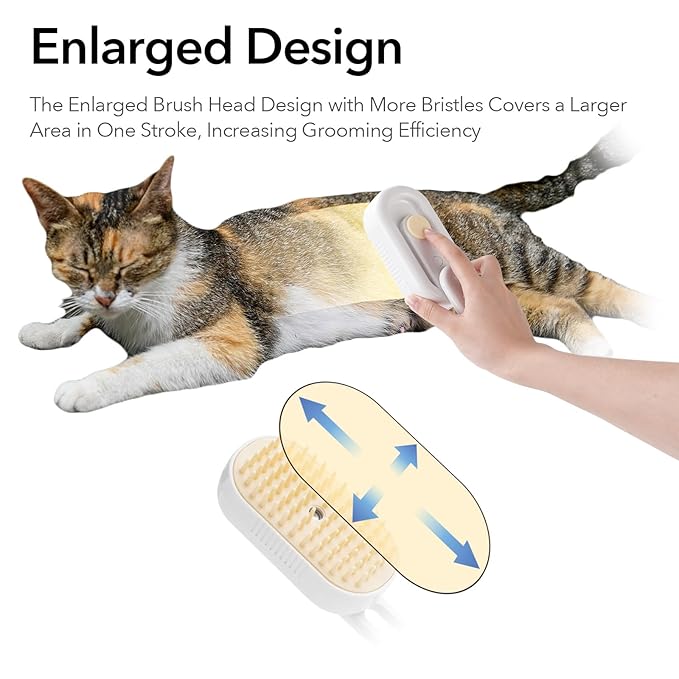 Soft 3-in-1 Silisone Spray Brush, Upgraded for Shedding, Cleaning and Spa Massage, Hair Removal, Best Water Steam Brush for indoor Long or Short Haired Cat and Dog (Purple, Handle)