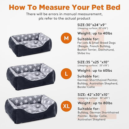 GASUR Rectangle Dog Bed for Large Dogs, Cozy Washable Bed Orthopedic Dog Sofa Bed, Durable Pet Cuddler Anti-Slip Bottom, Soft Calming Sleeping Puppy Warming Puppy Bed (L (35"x 25"x 9"), Black)